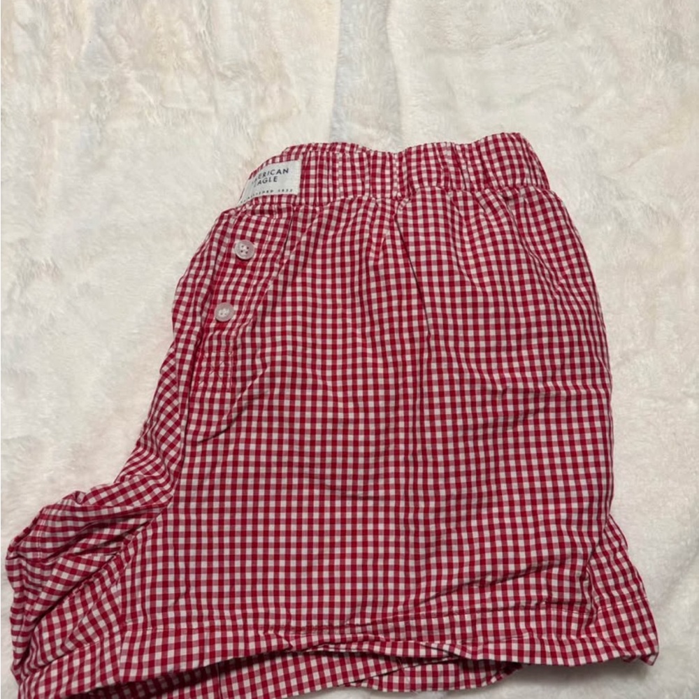American Eagle Outfitters Red and White Gingham Shorts